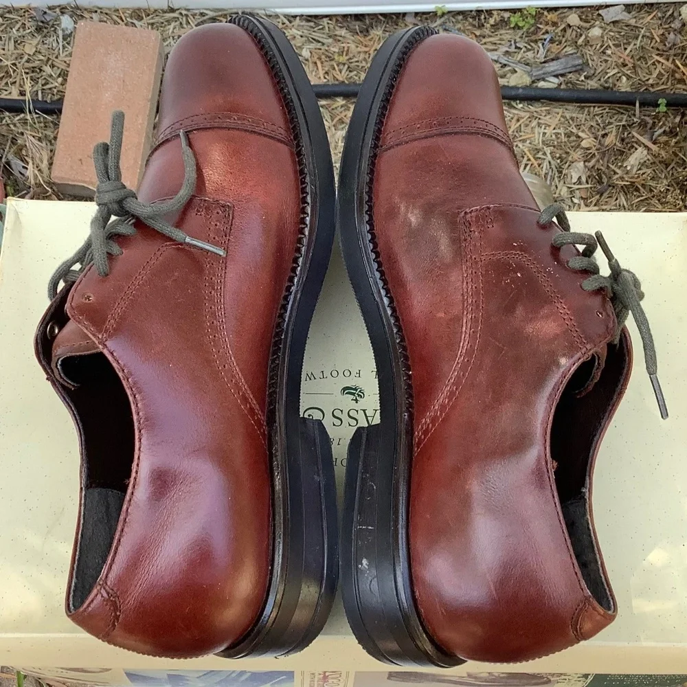 Used Mens 7.5 Nunn Bush 83767 51 Leather Derby Burgundy Oxford Lace Dress Shoes